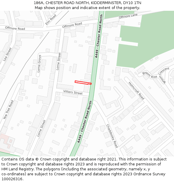 186A, CHESTER ROAD NORTH, KIDDERMINSTER, DY10 1TN: Location map and indicative extent of plot