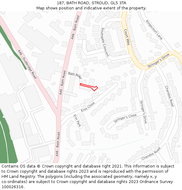 187, BATH ROAD, STROUD, GL5 3TA: Location map and indicative extent of plot