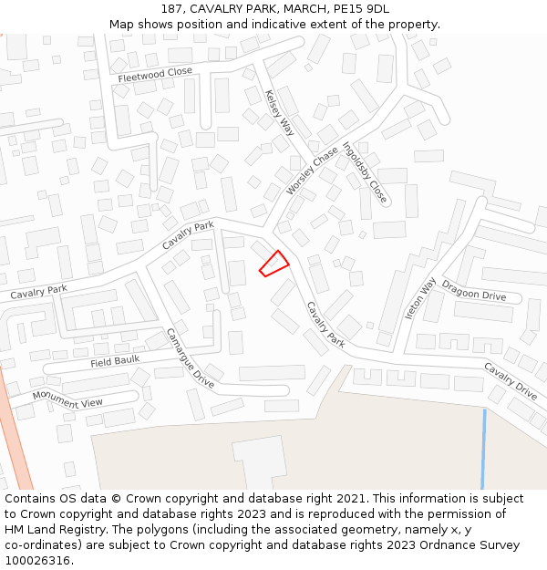 187, CAVALRY PARK, MARCH, PE15 9DL: Location map and indicative extent of plot