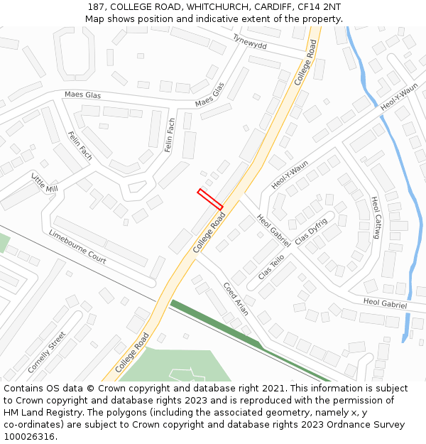 187, COLLEGE ROAD, WHITCHURCH, CARDIFF, CF14 2NT: Location map and indicative extent of plot