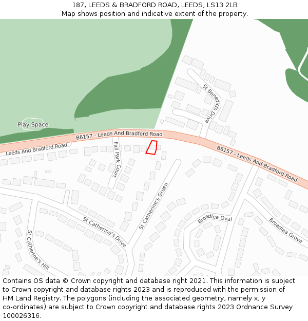 187, LEEDS & BRADFORD ROAD, LEEDS, LS13 2LB: Location map and indicative extent of plot