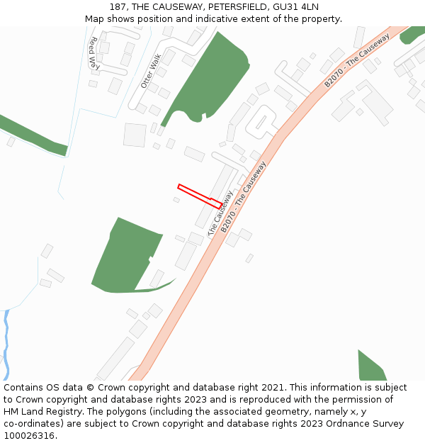 187, THE CAUSEWAY, PETERSFIELD, GU31 4LN: Location map and indicative extent of plot