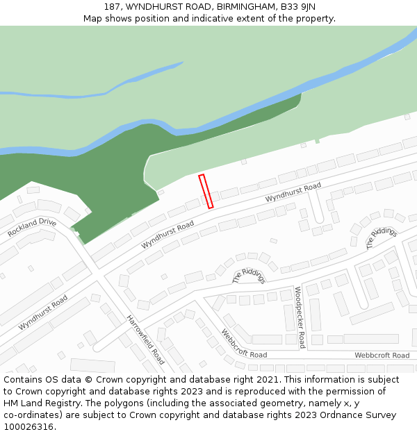 187, WYNDHURST ROAD, BIRMINGHAM, B33 9JN: Location map and indicative extent of plot