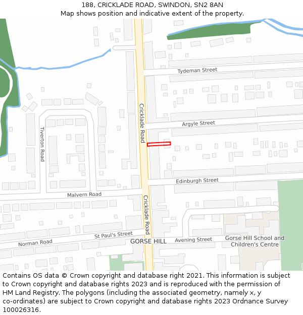 188, CRICKLADE ROAD, SWINDON, SN2 8AN: Location map and indicative extent of plot