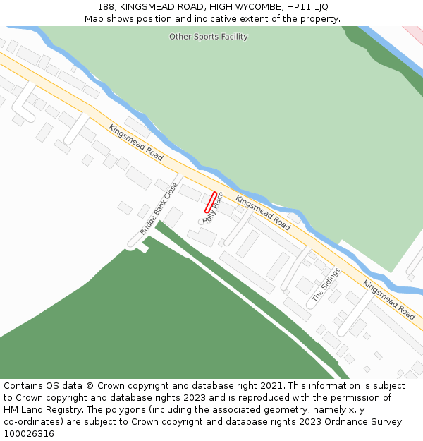 188, KINGSMEAD ROAD, HIGH WYCOMBE, HP11 1JQ: Location map and indicative extent of plot