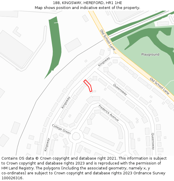 188, KINGSWAY, HEREFORD, HR1 1HE: Location map and indicative extent of plot