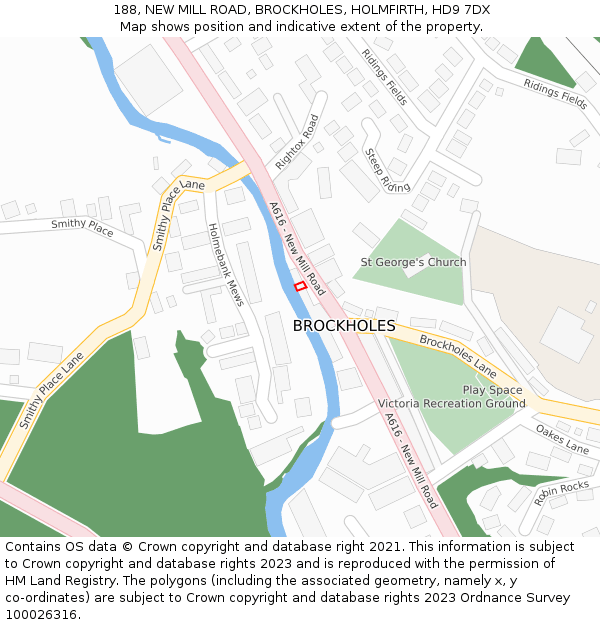 188, NEW MILL ROAD, BROCKHOLES, HOLMFIRTH, HD9 7DX: Location map and indicative extent of plot