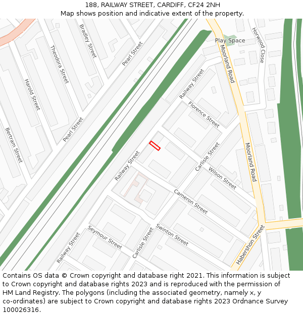 188, RAILWAY STREET, CARDIFF, CF24 2NH: Location map and indicative extent of plot