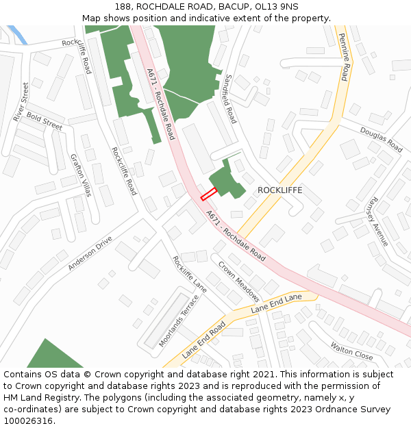 188, ROCHDALE ROAD, BACUP, OL13 9NS: Location map and indicative extent of plot