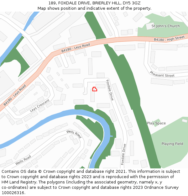 189, FOXDALE DRIVE, BRIERLEY HILL, DY5 3GZ: Location map and indicative extent of plot