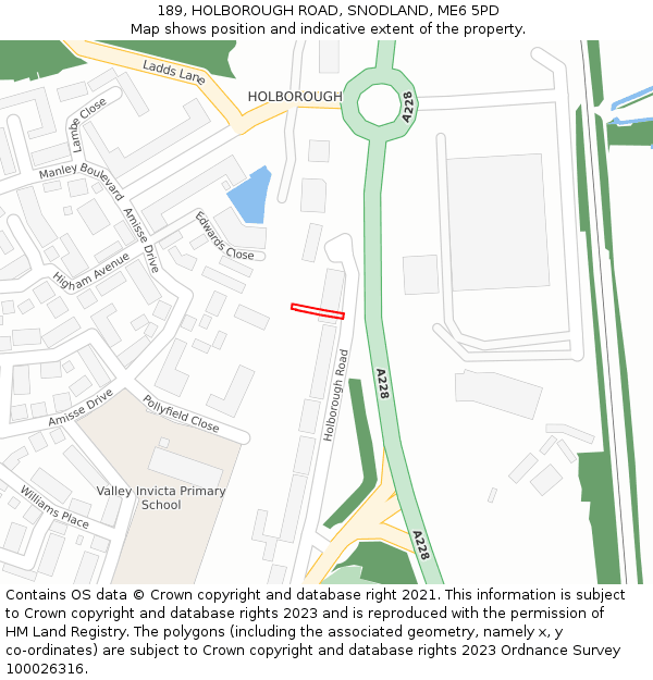 189, HOLBOROUGH ROAD, SNODLAND, ME6 5PD: Location map and indicative extent of plot