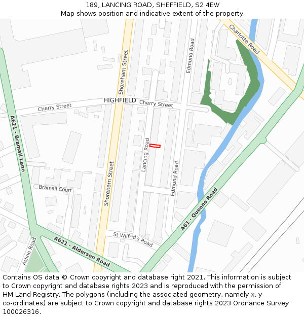 189, LANCING ROAD, SHEFFIELD, S2 4EW: Location map and indicative extent of plot