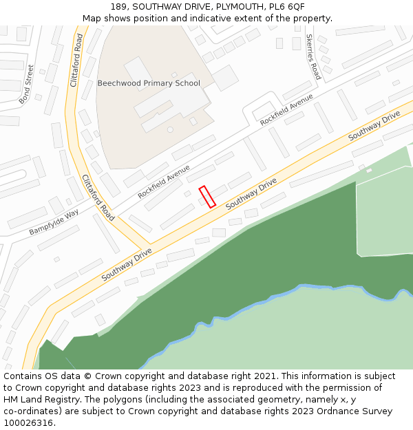 189, SOUTHWAY DRIVE, PLYMOUTH, PL6 6QF: Location map and indicative extent of plot