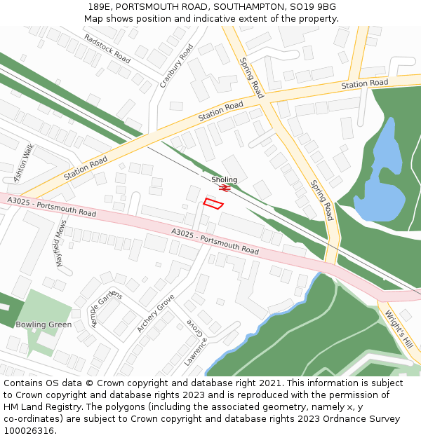189E, PORTSMOUTH ROAD, SOUTHAMPTON, SO19 9BG: Location map and indicative extent of plot