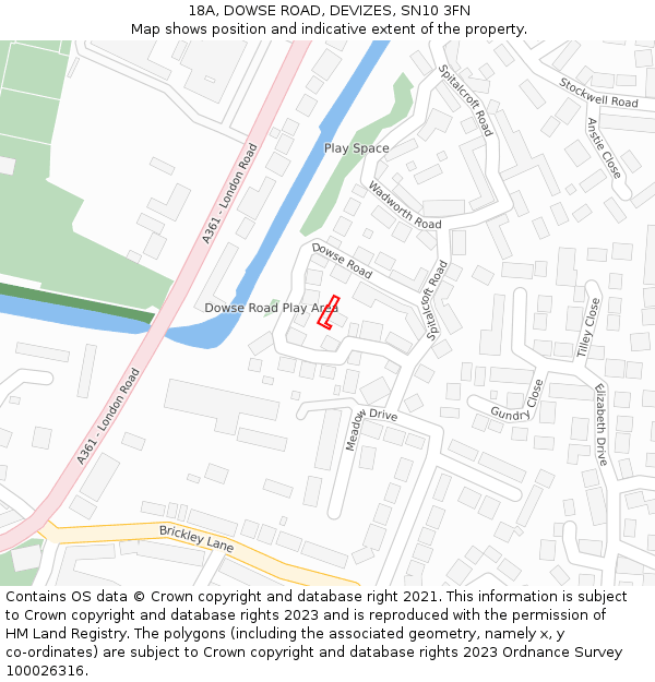 18A, DOWSE ROAD, DEVIZES, SN10 3FN: Location map and indicative extent of plot