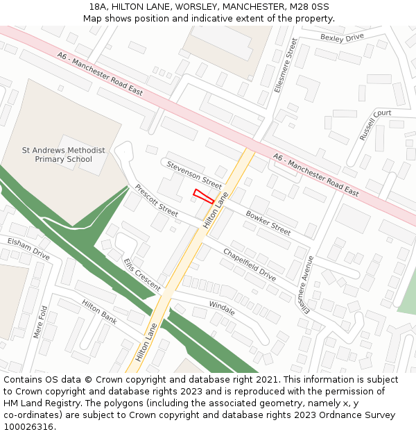 18A, HILTON LANE, WORSLEY, MANCHESTER, M28 0SS: Location map and indicative extent of plot