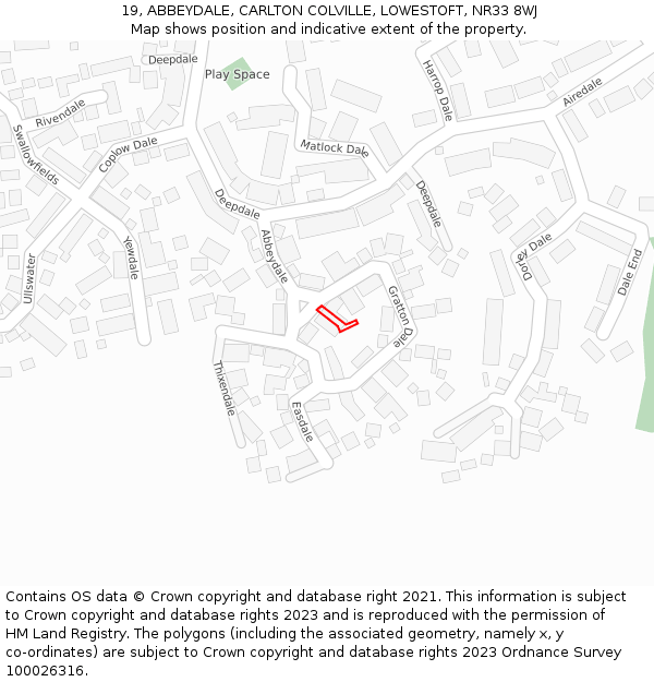 19, ABBEYDALE, CARLTON COLVILLE, LOWESTOFT, NR33 8WJ: Location map and indicative extent of plot