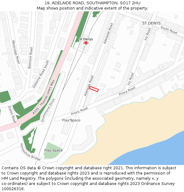 19, ADELAIDE ROAD, SOUTHAMPTON, SO17 2HU: Location map and indicative extent of plot
