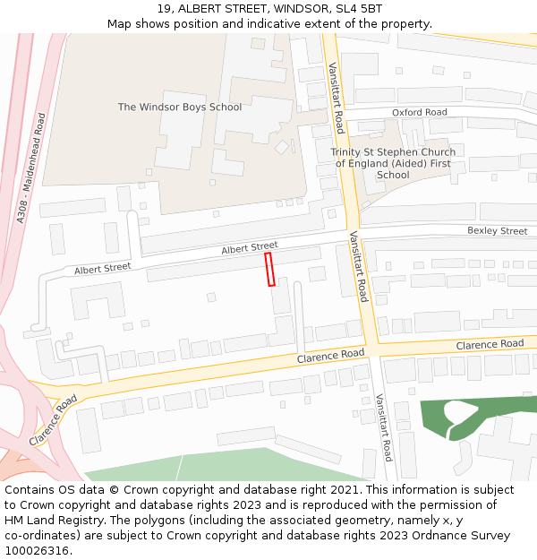 19, ALBERT STREET, WINDSOR, SL4 5BT: Location map and indicative extent of plot