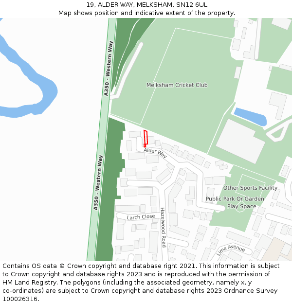 19, ALDER WAY, MELKSHAM, SN12 6UL: Location map and indicative extent of plot