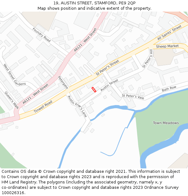 19, AUSTIN STREET, STAMFORD, PE9 2QP: Location map and indicative extent of plot