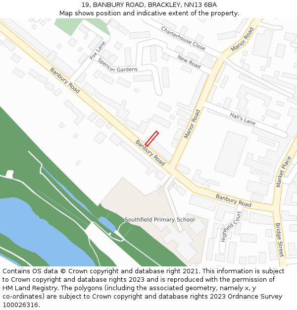 19, BANBURY ROAD, BRACKLEY, NN13 6BA: Location map and indicative extent of plot