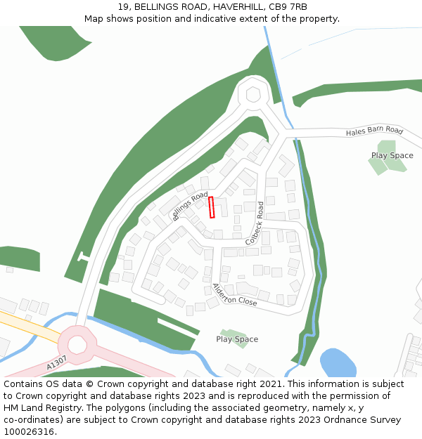 19, BELLINGS ROAD, HAVERHILL, CB9 7RB: Location map and indicative extent of plot