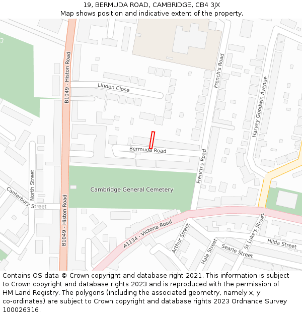 19, BERMUDA ROAD, CAMBRIDGE, CB4 3JX: Location map and indicative extent of plot