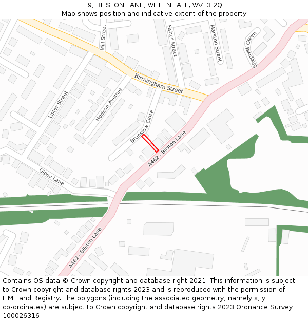 19, BILSTON LANE, WILLENHALL, WV13 2QF: Location map and indicative extent of plot