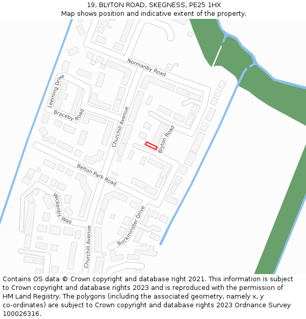 19, BLYTON ROAD, SKEGNESS, PE25 1HX: Location map and indicative extent of plot