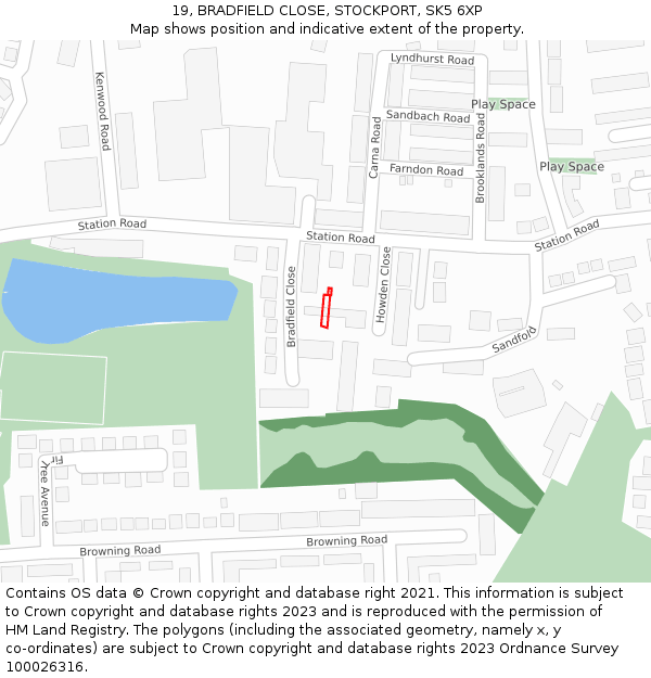 19, BRADFIELD CLOSE, STOCKPORT, SK5 6XP: Location map and indicative extent of plot