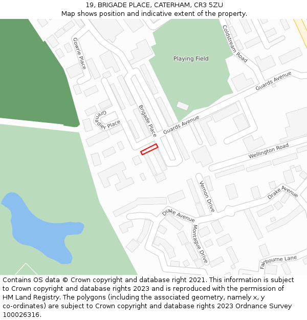 19, BRIGADE PLACE, CATERHAM, CR3 5ZU: Location map and indicative extent of plot