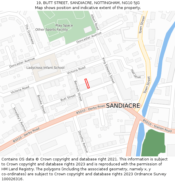 19, BUTT STREET, SANDIACRE, NOTTINGHAM, NG10 5JG: Location map and indicative extent of plot