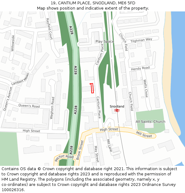 19, CANTIUM PLACE, SNODLAND, ME6 5FD: Location map and indicative extent of plot