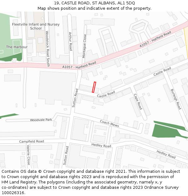 19, CASTLE ROAD, ST ALBANS, AL1 5DQ: Location map and indicative extent of plot