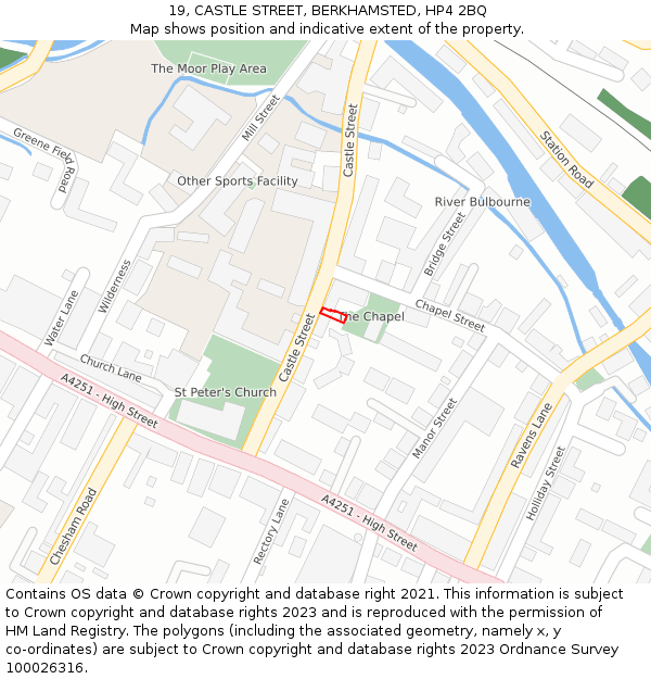 19, CASTLE STREET, BERKHAMSTED, HP4 2BQ: Location map and indicative extent of plot
