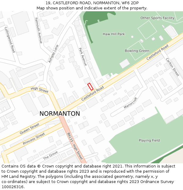 19, CASTLEFORD ROAD, NORMANTON, WF6 2DP: Location map and indicative extent of plot