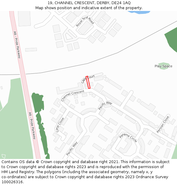 19, CHANNEL CRESCENT, DERBY, DE24 1AQ: Location map and indicative extent of plot