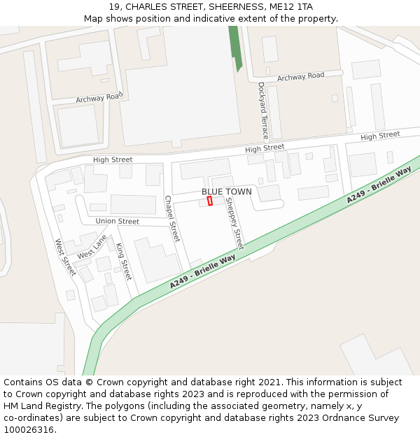 19, CHARLES STREET, SHEERNESS, ME12 1TA: Location map and indicative extent of plot