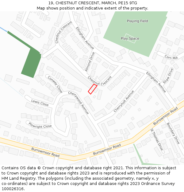 19, CHESTNUT CRESCENT, MARCH, PE15 9TG: Location map and indicative extent of plot