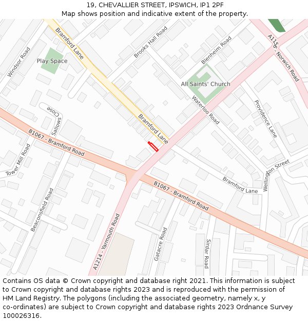 19, CHEVALLIER STREET, IPSWICH, IP1 2PF: Location map and indicative extent of plot