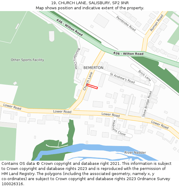 19, CHURCH LANE, SALISBURY, SP2 9NR: Location map and indicative extent of plot