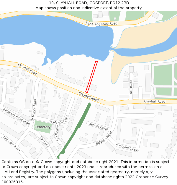 19, CLAYHALL ROAD, GOSPORT, PO12 2BB: Location map and indicative extent of plot