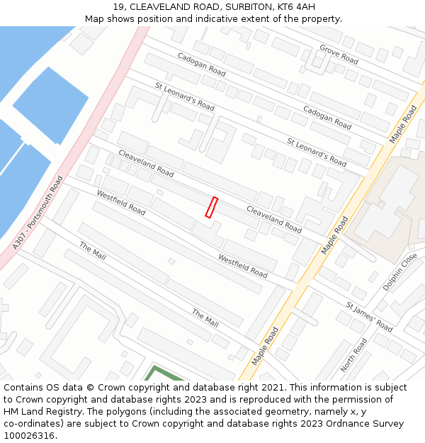 19, CLEAVELAND ROAD, SURBITON, KT6 4AH: Location map and indicative extent of plot