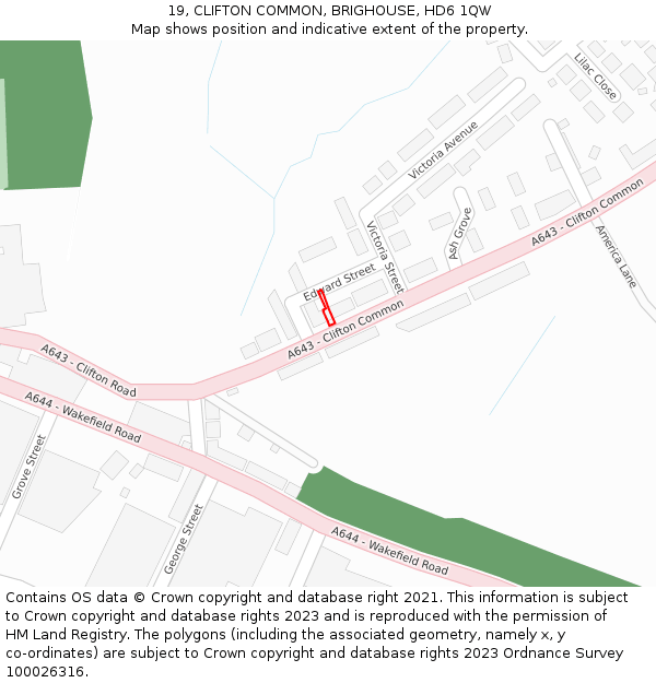 19, CLIFTON COMMON, BRIGHOUSE, HD6 1QW: Location map and indicative extent of plot