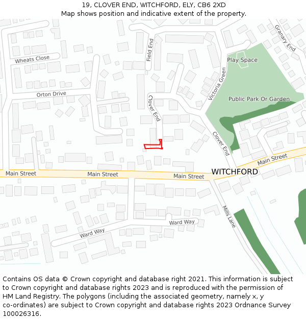 19, CLOVER END, WITCHFORD, ELY, CB6 2XD: Location map and indicative extent of plot