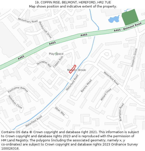 19, COPPIN RISE, BELMONT, HEREFORD, HR2 7UE: Location map and indicative extent of plot