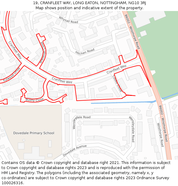 19, CRANFLEET WAY, LONG EATON, NOTTINGHAM, NG10 3RJ: Location map and indicative extent of plot