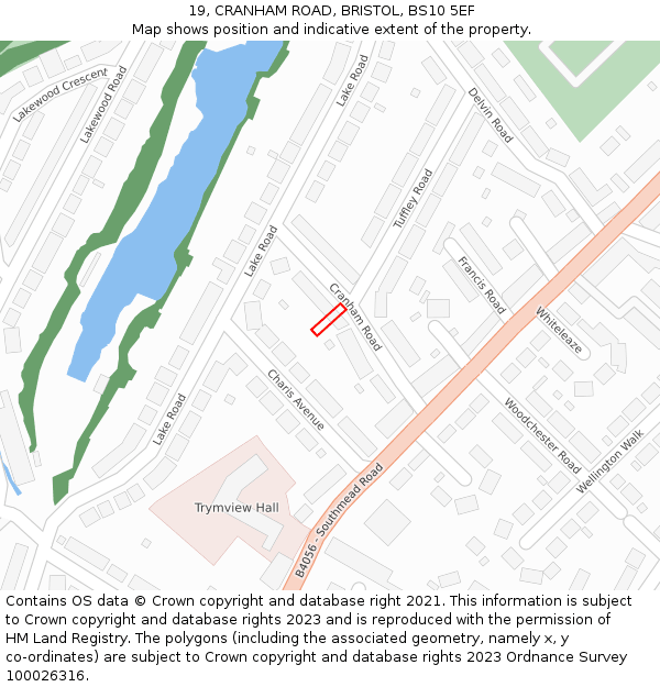 19, CRANHAM ROAD, BRISTOL, BS10 5EF: Location map and indicative extent of plot