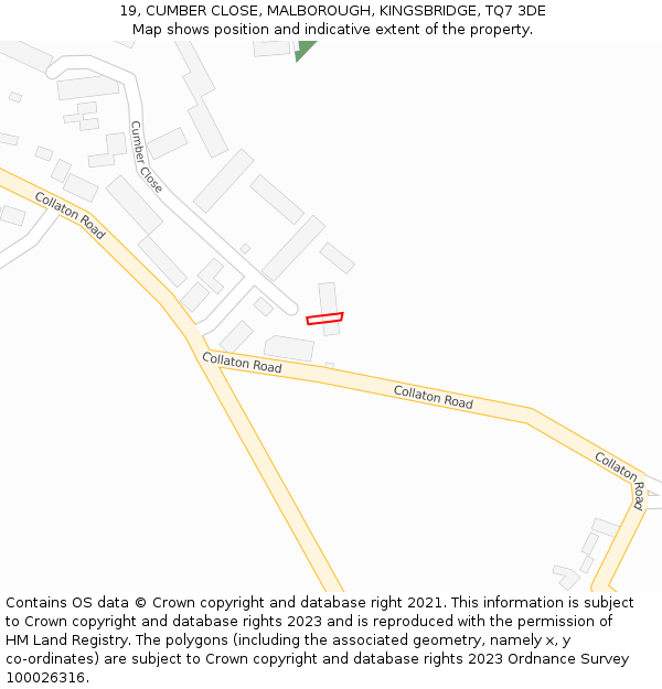 19, CUMBER CLOSE, MALBOROUGH, KINGSBRIDGE, TQ7 3DE: Location map and indicative extent of plot